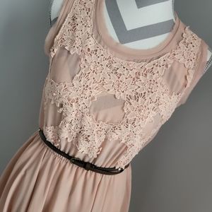 NWOT Small Dusty Pink Dress with Pink Pearl Embellishments